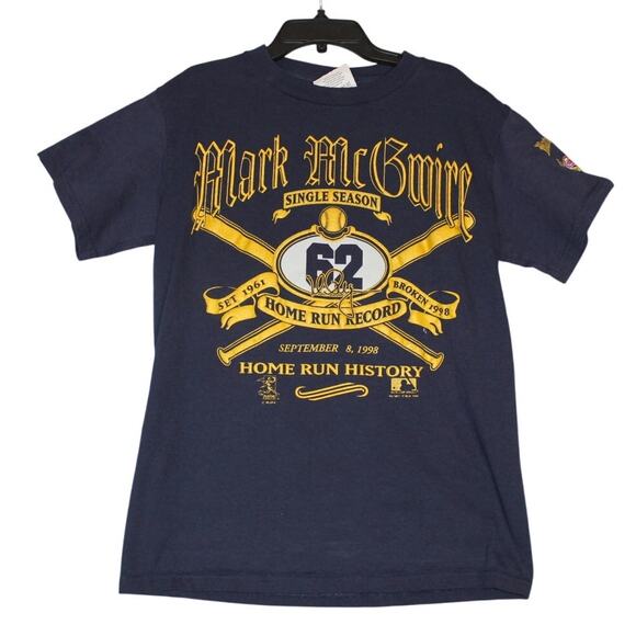 Vintage 1998‎ Mark McGwire Single Season Home Run Record T Shirt Large - Picture 1 of 6